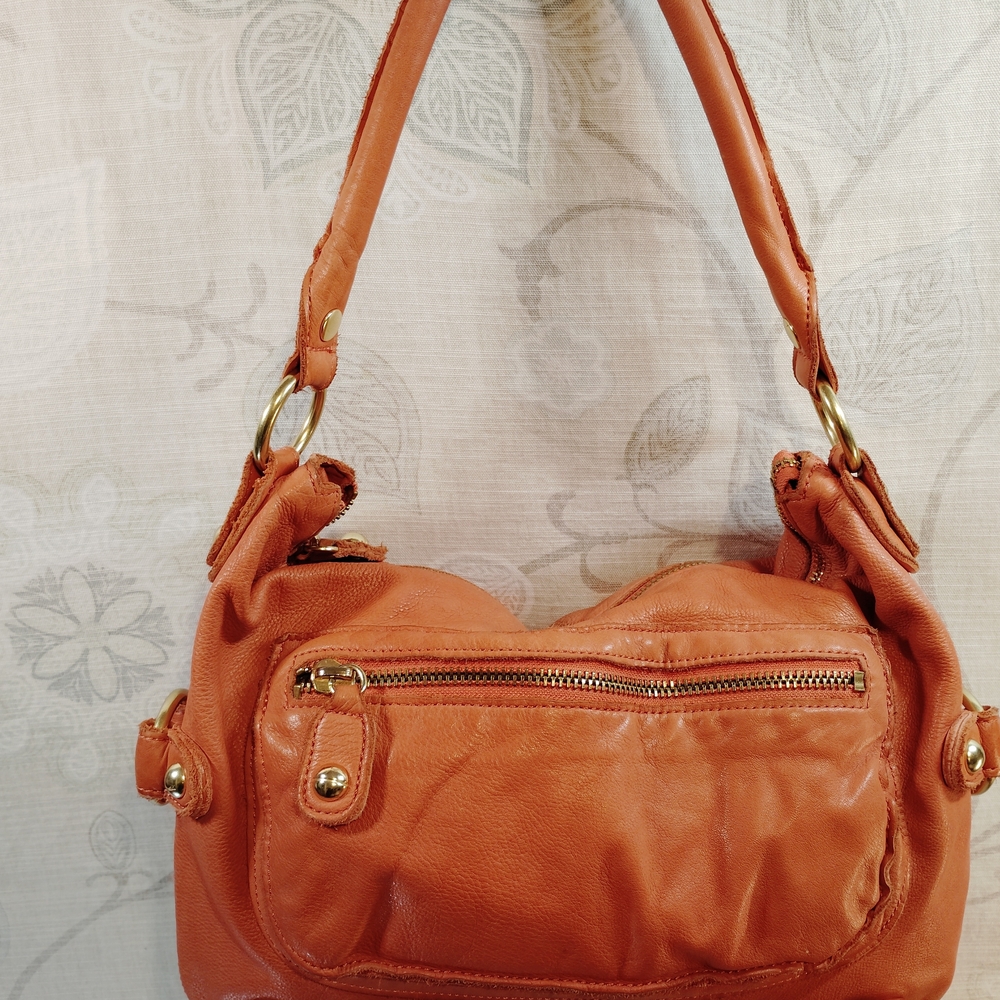 Linea Pelle Tangerine Leather Shoulder Bag